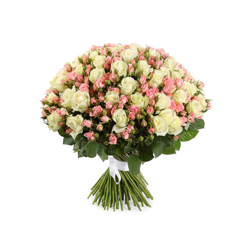 Купить на заказ Букет из 101 белой розы (микс) с доставкой в Шемонаихе
