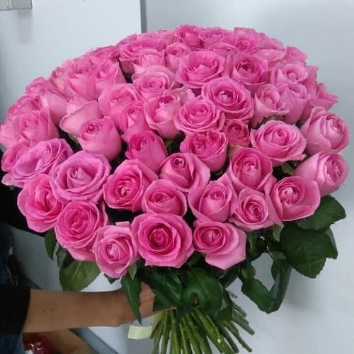 Купить на заказ Букет из 75 розовых роз с доставкой в Шемонаихе