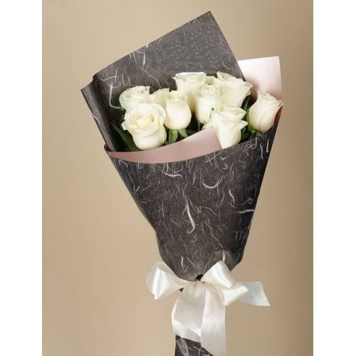 Купить на заказ Букет из 9 белых роз с доставкой в Шемонаихе